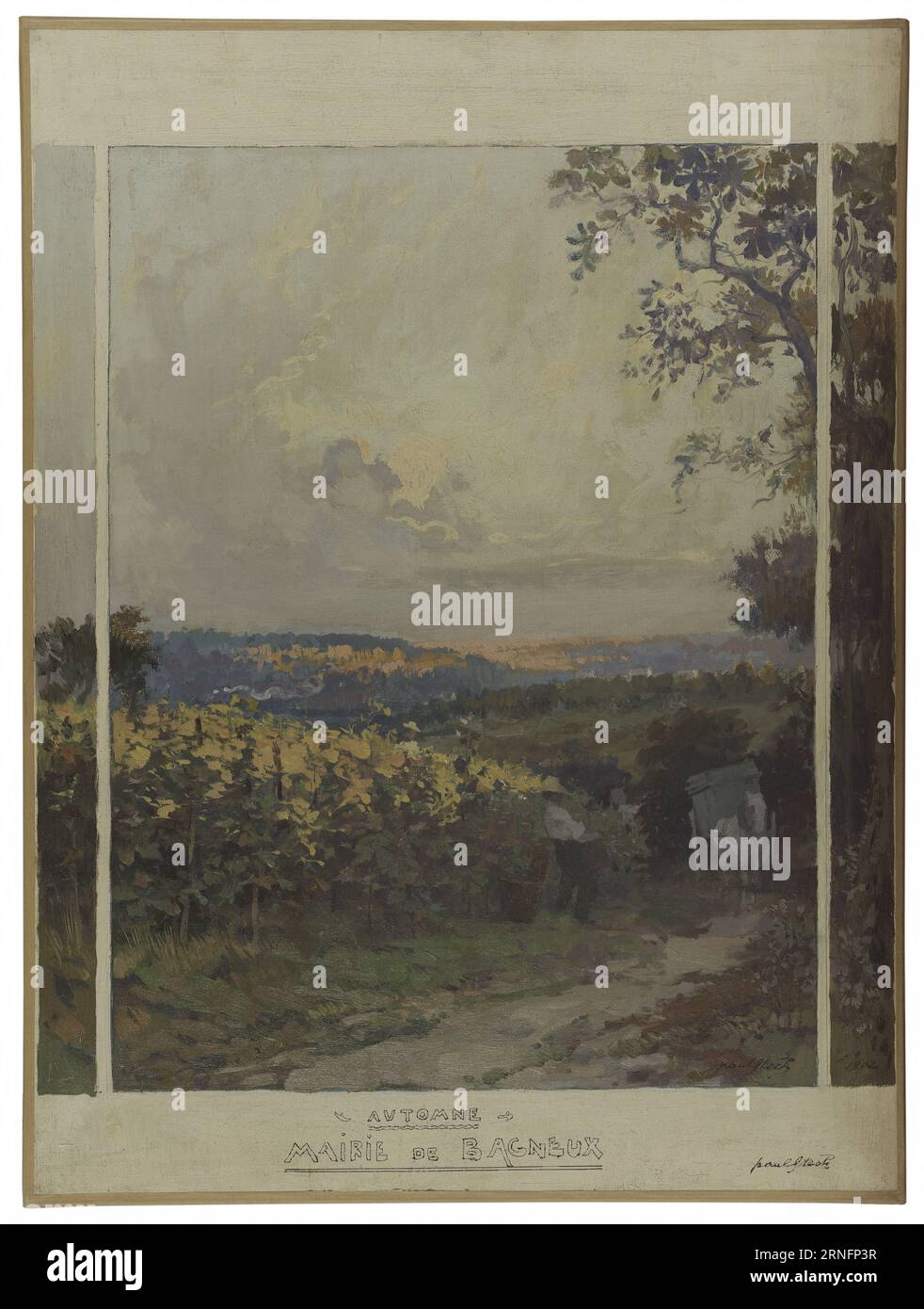 Squisse pour la mairie de Bagneux : paysage d'automne 1902 di Paul Steck Foto Stock