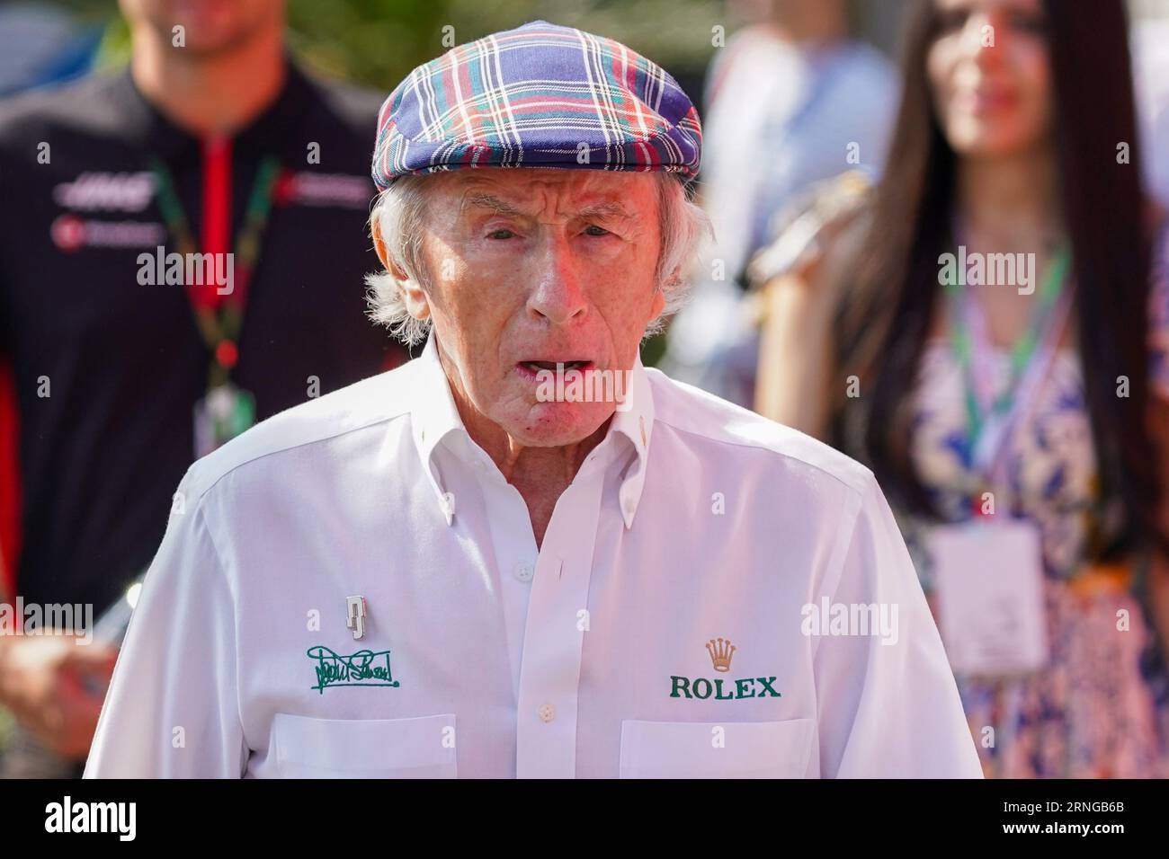 Jackie Stewart durante il Gran Premio d'Italia di Formula 1 Pirelli 2023 il 1 settembre 2023 a Monza, Italia. Crediti: Luca Rossini/e-Mage/Alamy Live News Foto Stock