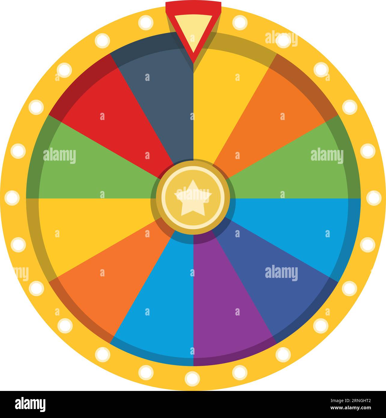 Modello ruota della fortuna. Simbolo del gioco d'azzardo dei cartoni animati a colori Illustrazione Vettoriale
