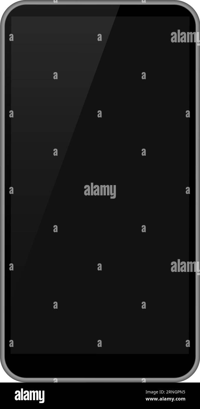 Mockup realistico per smartphone. Telefono nero con schermo lucido Illustrazione Vettoriale