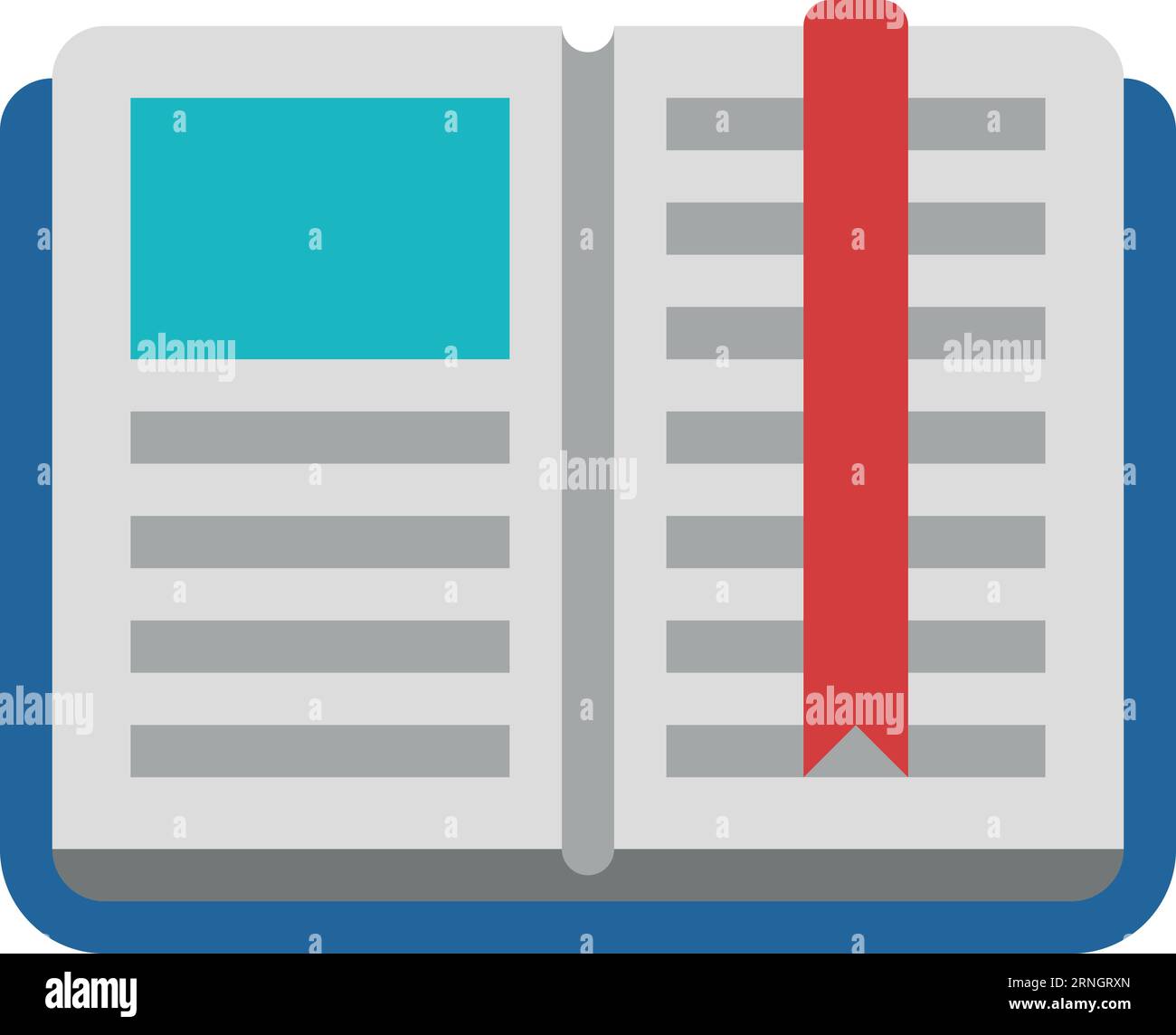 Aprire il libro con segnalibro rosso. Icona studio colore Illustrazione Vettoriale
