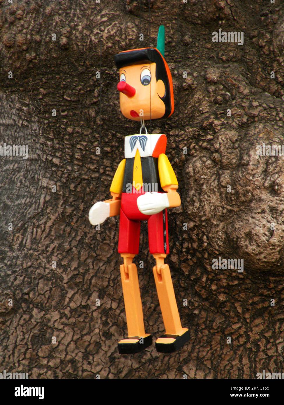 Marionetta in legno colorato di Pinocchio Foto Stock