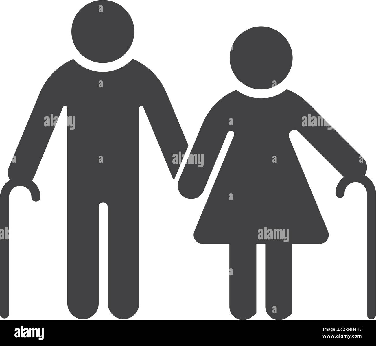 Simbolo degli anziani. Vecchi e donne figure nere Illustrazione Vettoriale