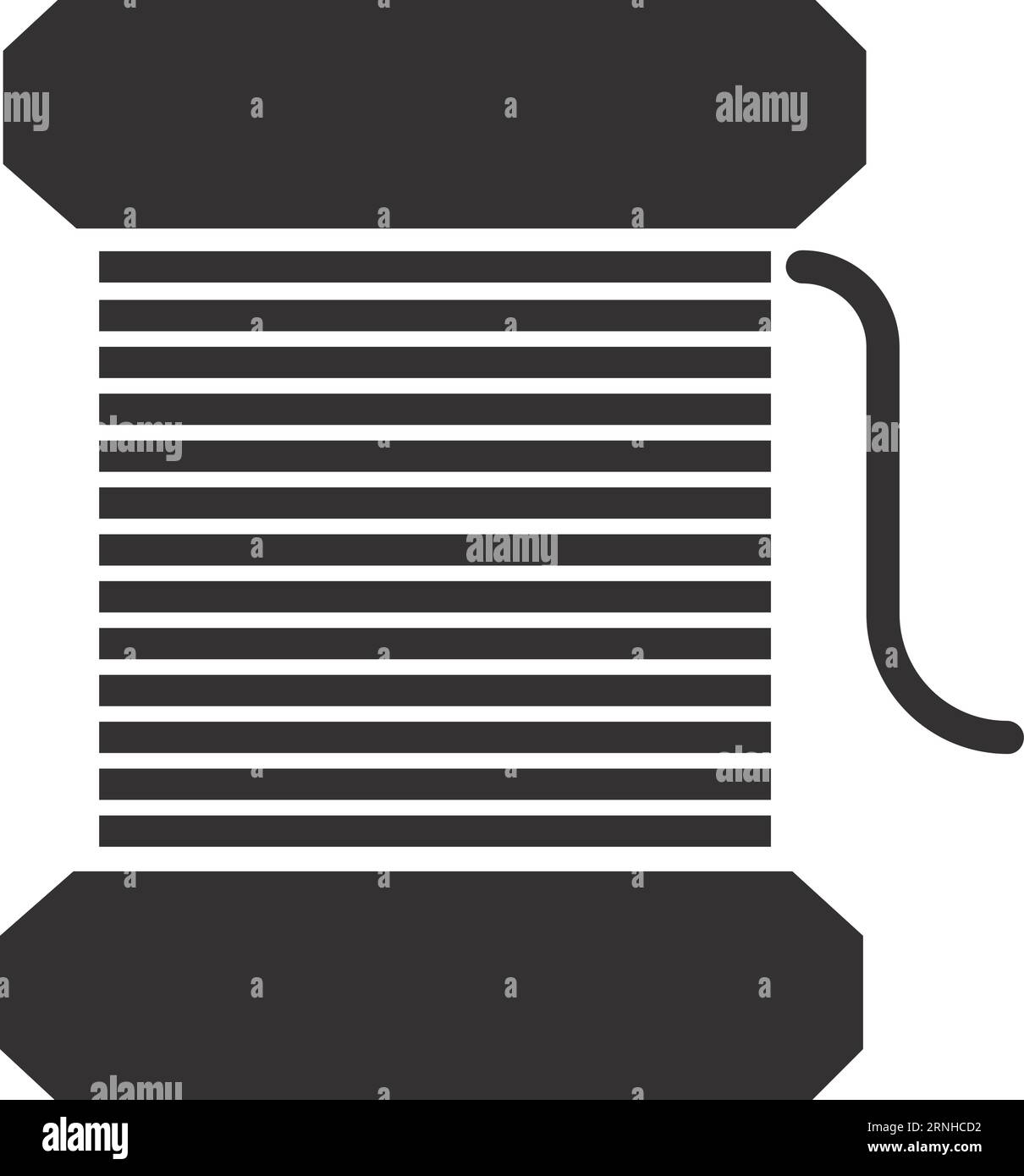 Icona nera dello stelo di filettatura. Cucire la bobina Illustrazione Vettoriale