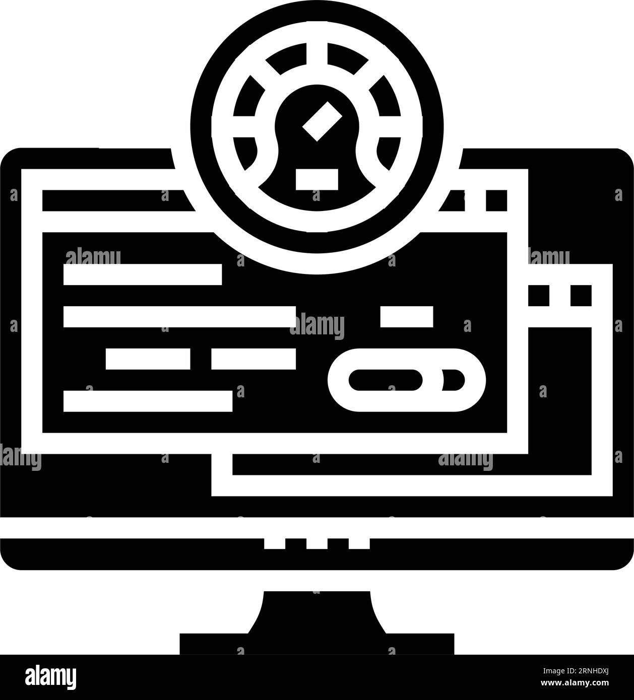 immagine vettoriale icona glifo computer di riparazione ottimizzazione pc Illustrazione Vettoriale