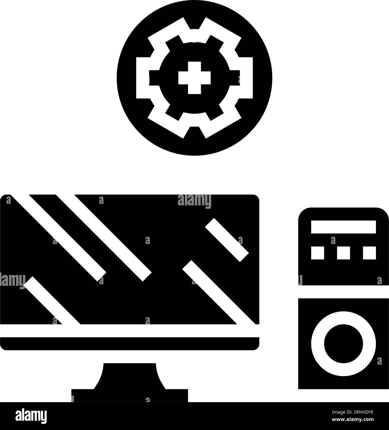 illustrazione del vettore dell'icona del glifo di riparazione per la manutenzione del computer Illustrazione Vettoriale
