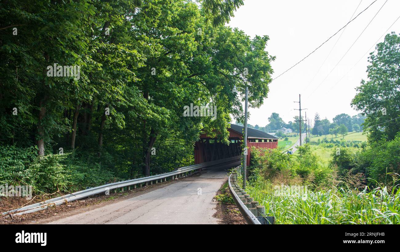 Ponte n. 35-71-02 il South Salem o Buckskin Covered Bridge è uno storico ponte coperto nella parte nord-occidentale della contea di Ross, Ohio. Fu costruito negli anni '1870 Foto Stock