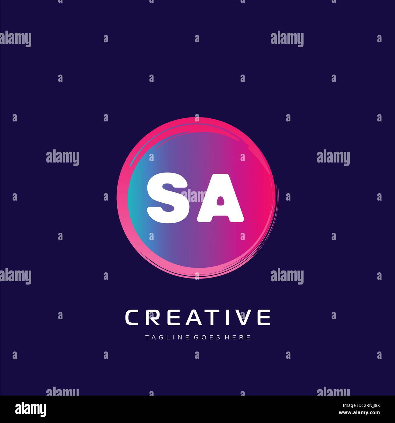 Logo iniziale con vettore di modello colorato Illustrazione Vettoriale