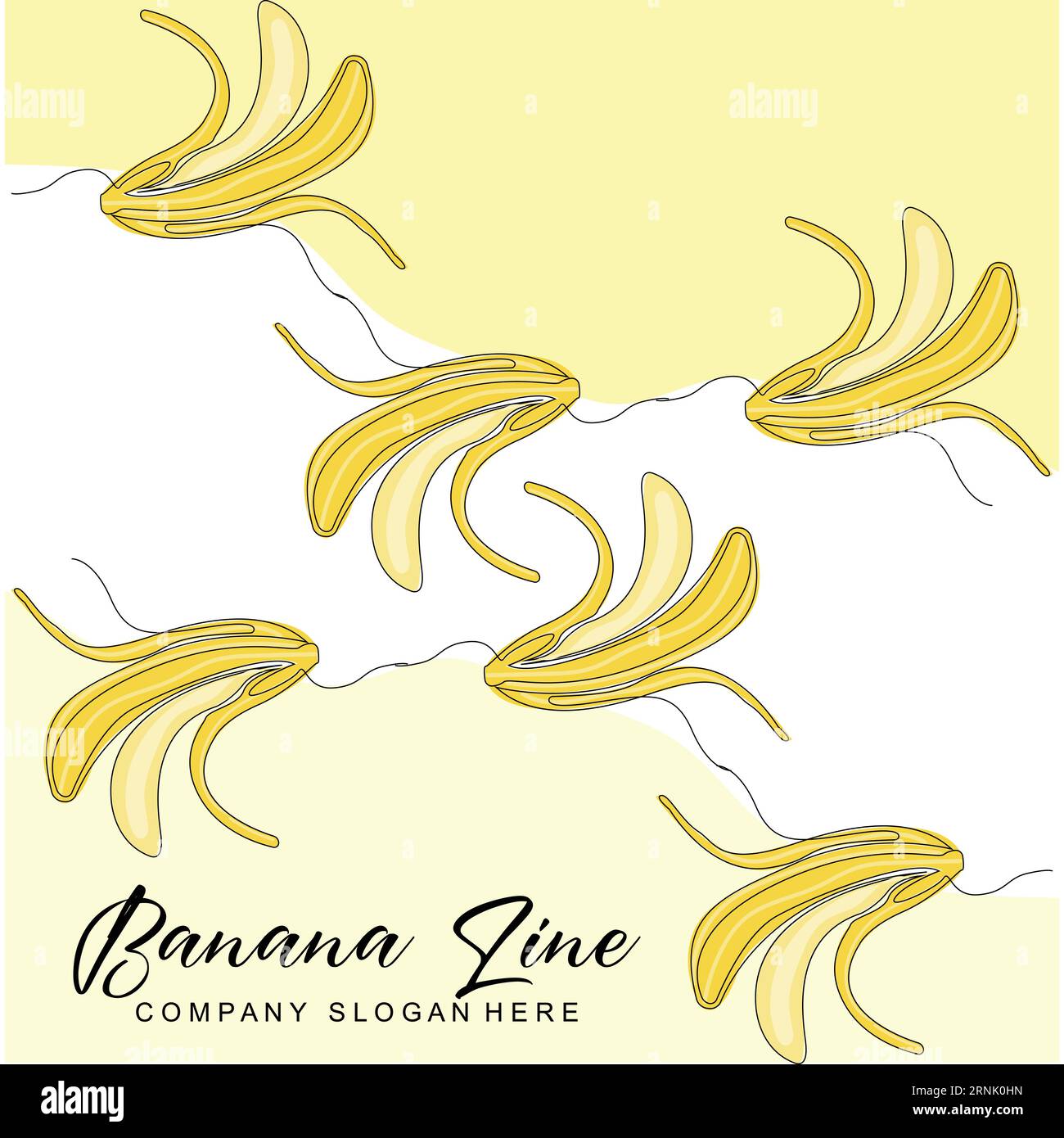 Logo banana, vettoriale frutta con stile grafico della linea, illustrazione della carta del marchio del prodotto Illustrazione Vettoriale