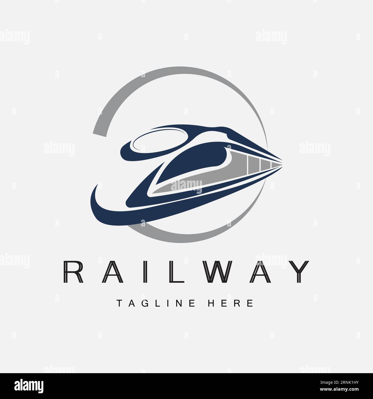 Design del logo Train. Vettore Fast Train Track, illustrazione del veicolo per trasporto rapido Illustrazione Vettoriale