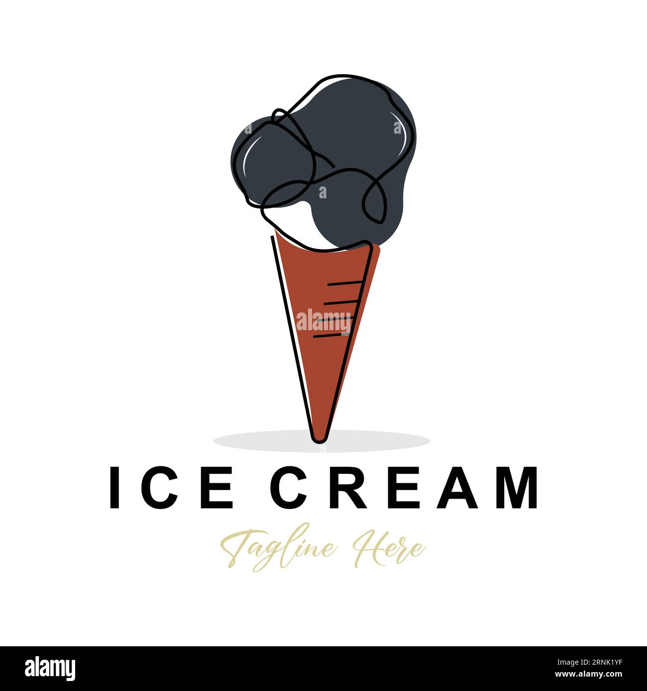 Logo del gelato, illustrazione di cibi freschi dolci e freddi, vettoriale preferito dai bambini, marchio di prodotto Illustrazione Vettoriale