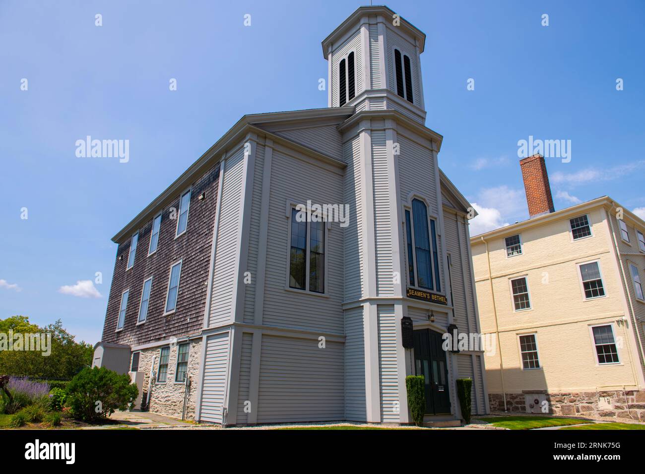 Seamen's Bethel e Mariner's Home a Johnny Cake Hill nel New Bedford Whaling National Historical Park nel centro storico di New Bedford, Massachusetts Foto Stock