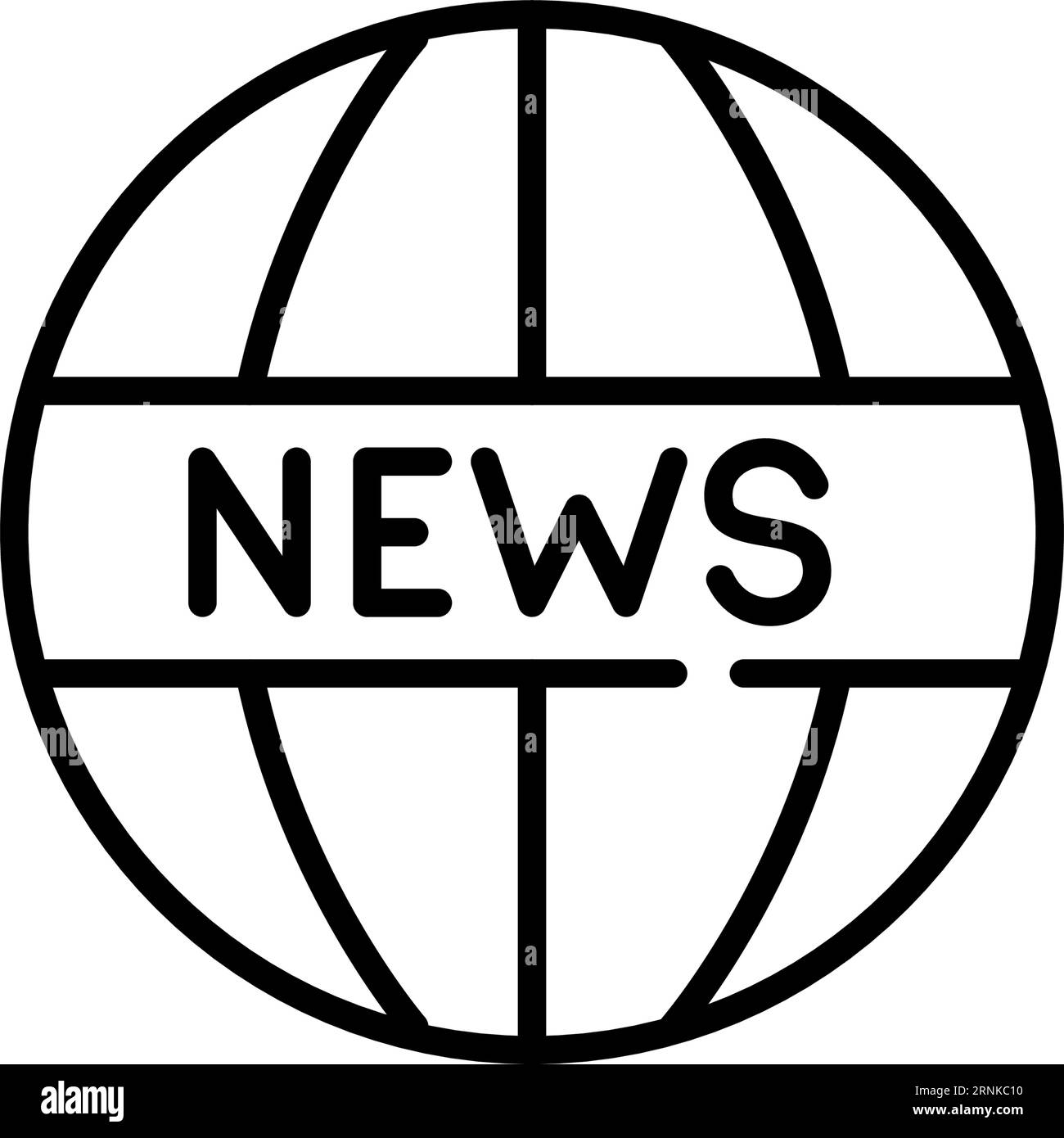 Notizie su un globo mondiale. Copertura mediatica internazionale. Internet e tecnologia TV. Pixel Perfect, tratto modificabile Illustrazione Vettoriale