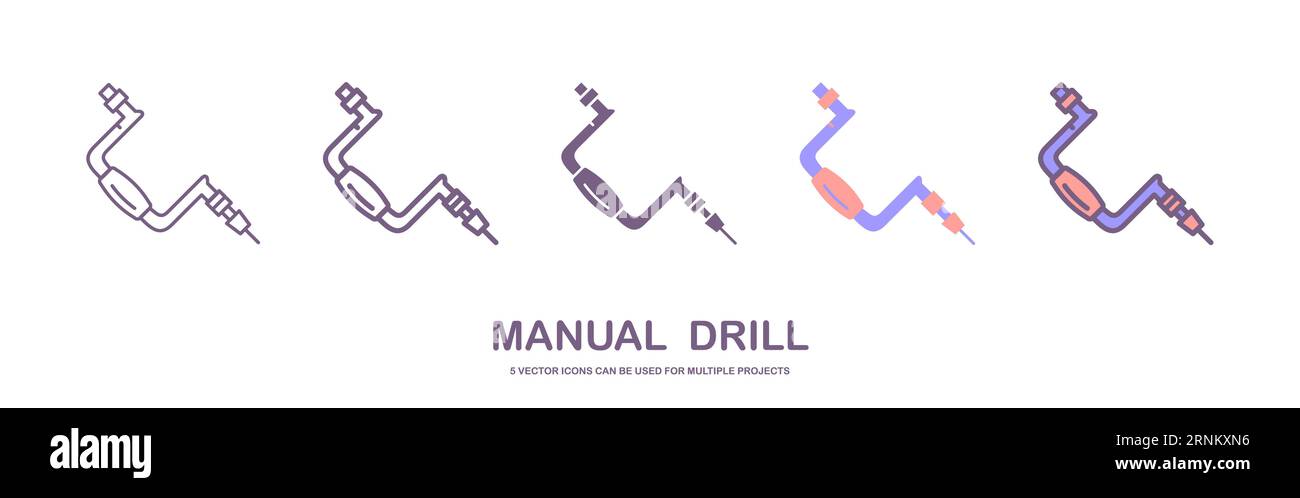 Fissare la vecchia icona del vettore di foratura manuale. Illustrazione dell'icona trapano manuale Vintage. Vettore di perforazione antico. Illustrazione Vettoriale