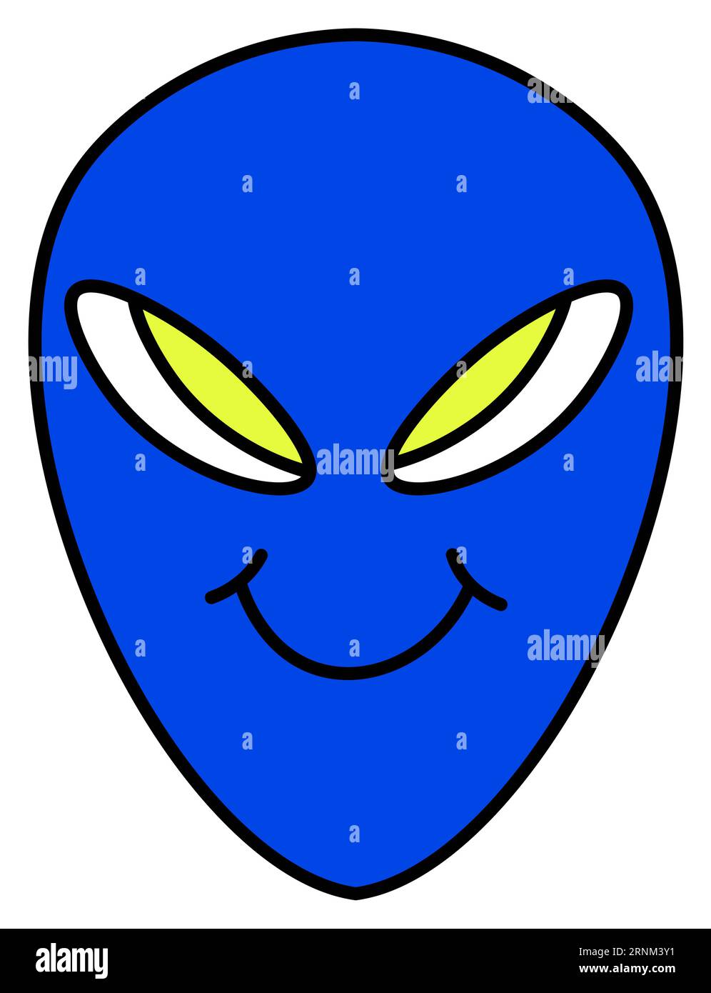 Alieno con volto blu, adesivo o vettore emoticon Illustrazione Vettoriale