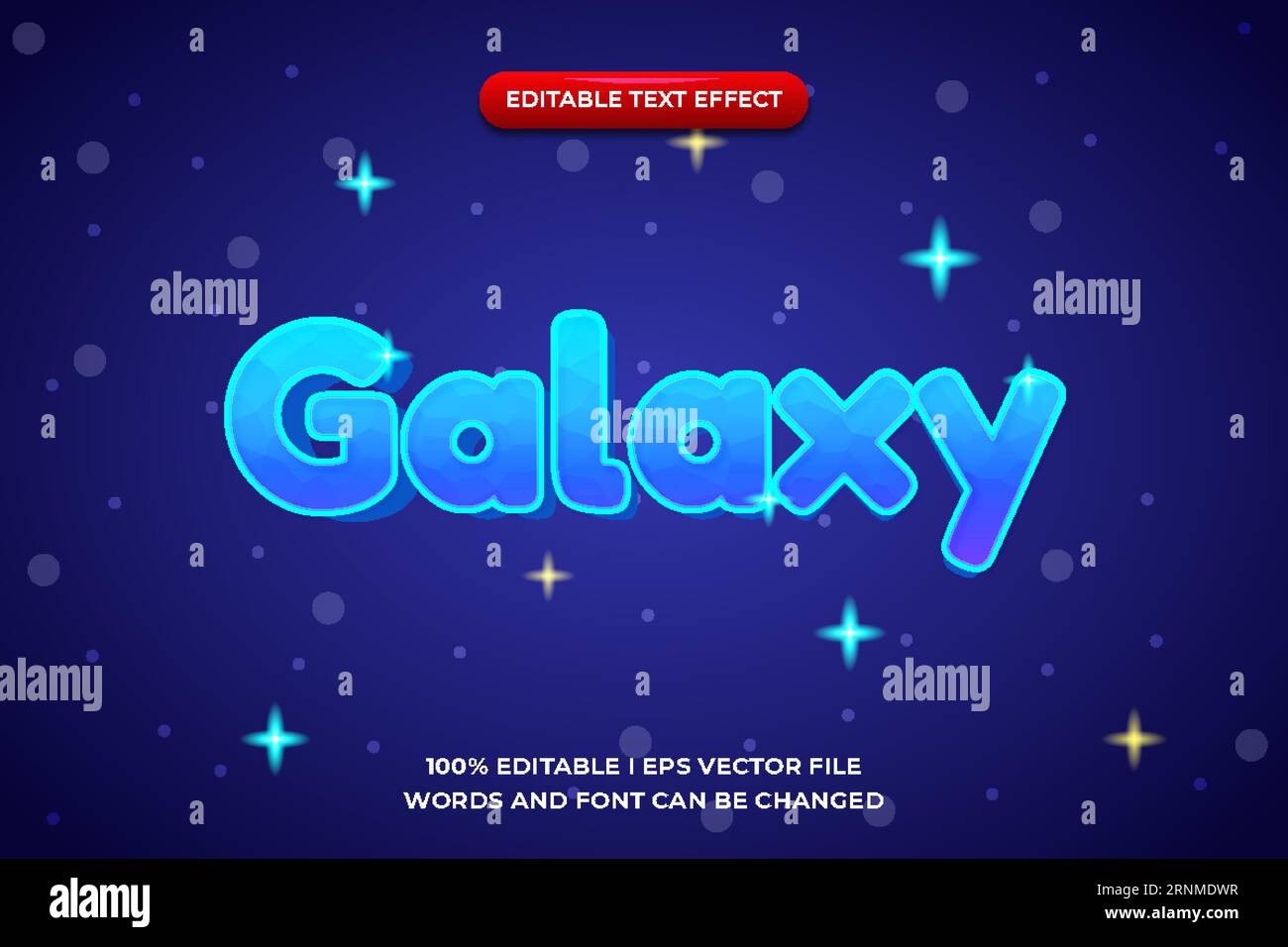 Effetti di testo modificabili Galaxy Illustrazione Vettoriale