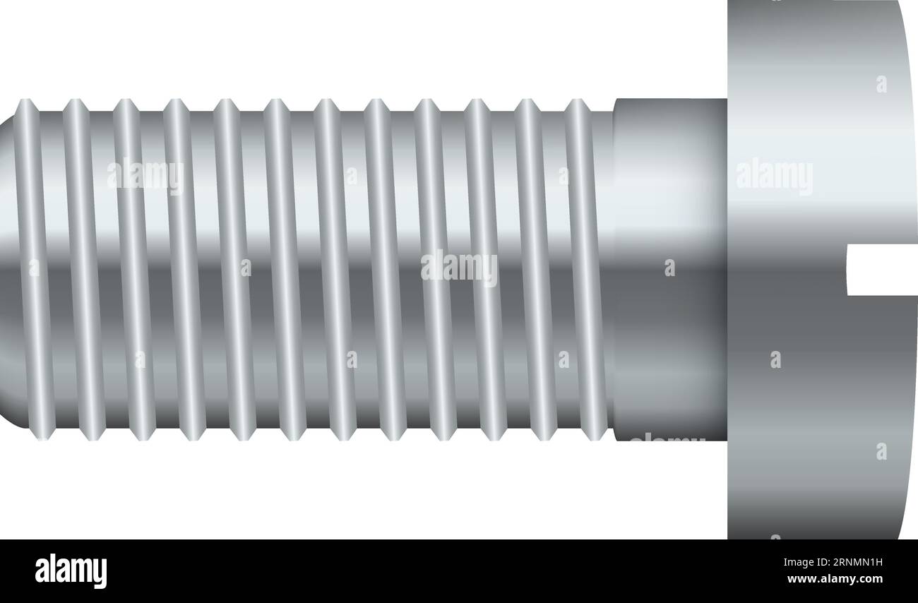 Mockup per dispositivi di fissaggio per edilizia. Bullone realsitico lucido in metallo Illustrazione Vettoriale