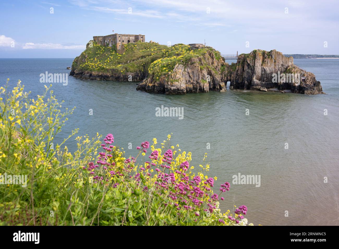 St Catherines Island e St Catherines Fort, Tenby, Pembrokeshire, Galles Foto Stock