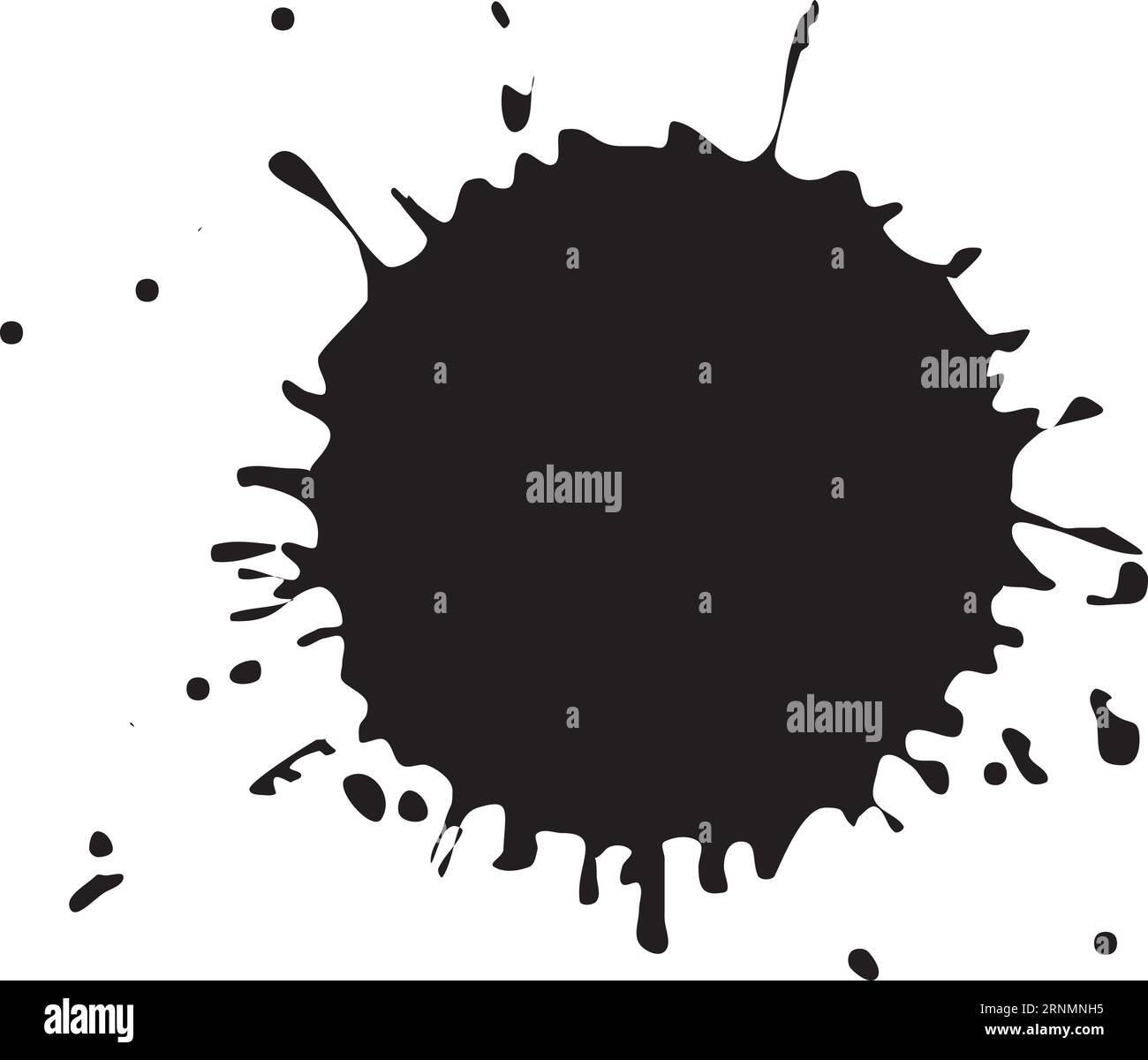 Punto di inchiostro. Macchie disordinate e grunge. Goccia di vernice nera Illustrazione Vettoriale