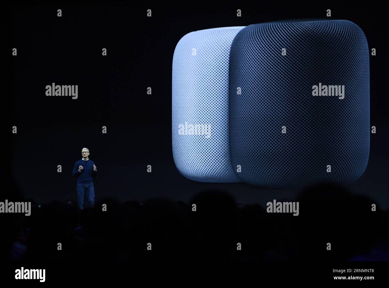 170606 -- SAN JOSE, 6 giugno 2017 -- il CEO di Apple Tim Cook presenta Apple HomePod speaker alla Worldwide Developers Conference WWDC a San Jose, California, Stati Uniti, il 5 giugno 2017. Apple Inc. Ha presentato lunedì un altoparlante musicale, il suo primo nuovo hardware da quando Apple Watch è stato lanciato due anni fa, in occasione di un raduno annuale di sviluppatori di software. hy U.S.-SAN JOSE-APPLE-WWDC-NEW PRODUCTS Xinhua PUBLICATIONxNOTxINxCHN Foto Stock