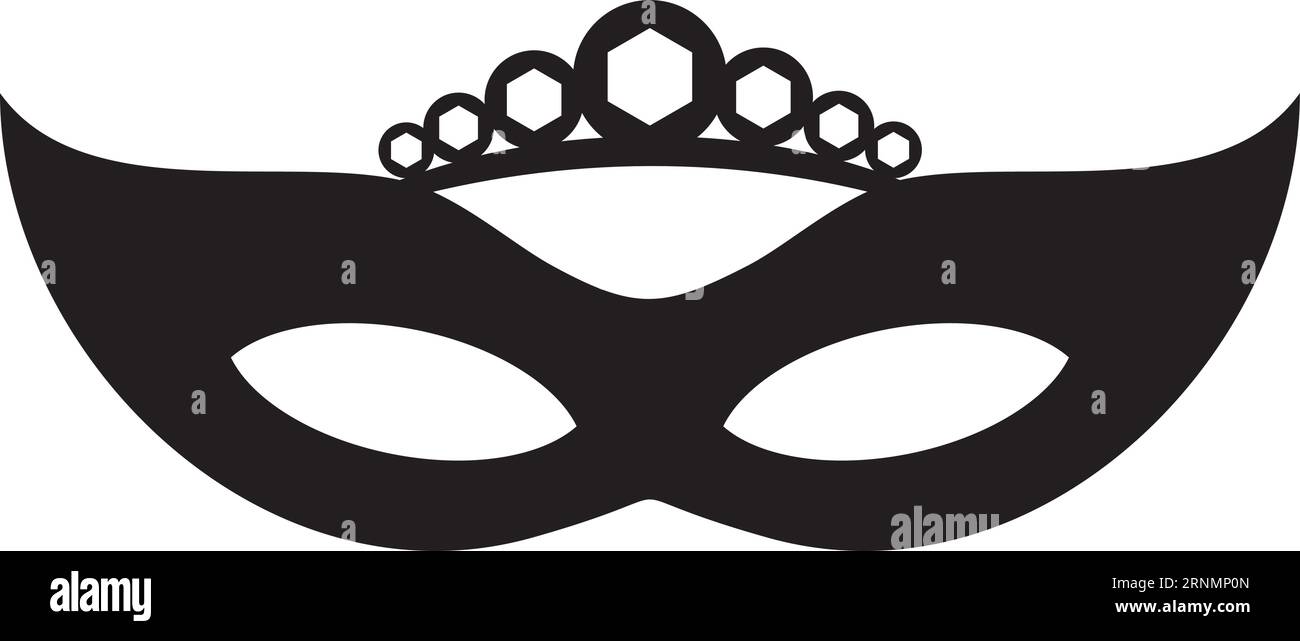 Elegante maschera veneziana. Simbolo del Carnevale. Silhouette nera Illustrazione Vettoriale