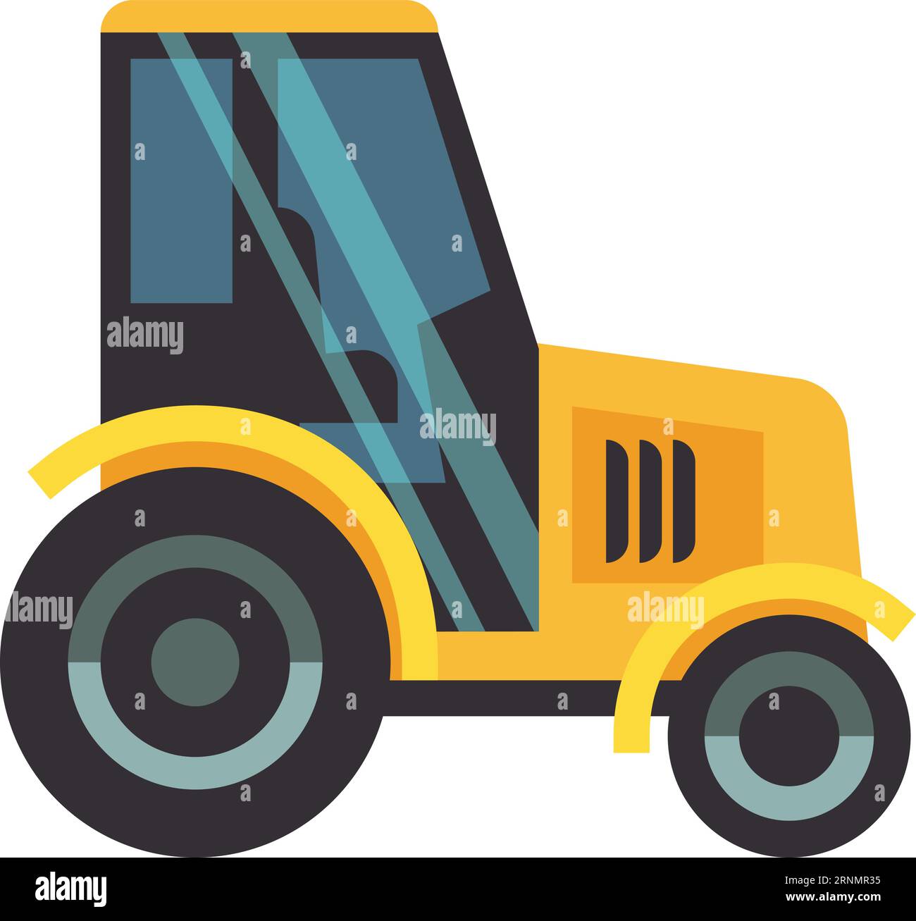 Icona trattore piatto. Vista laterale gialla del veicolo Illustrazione Vettoriale