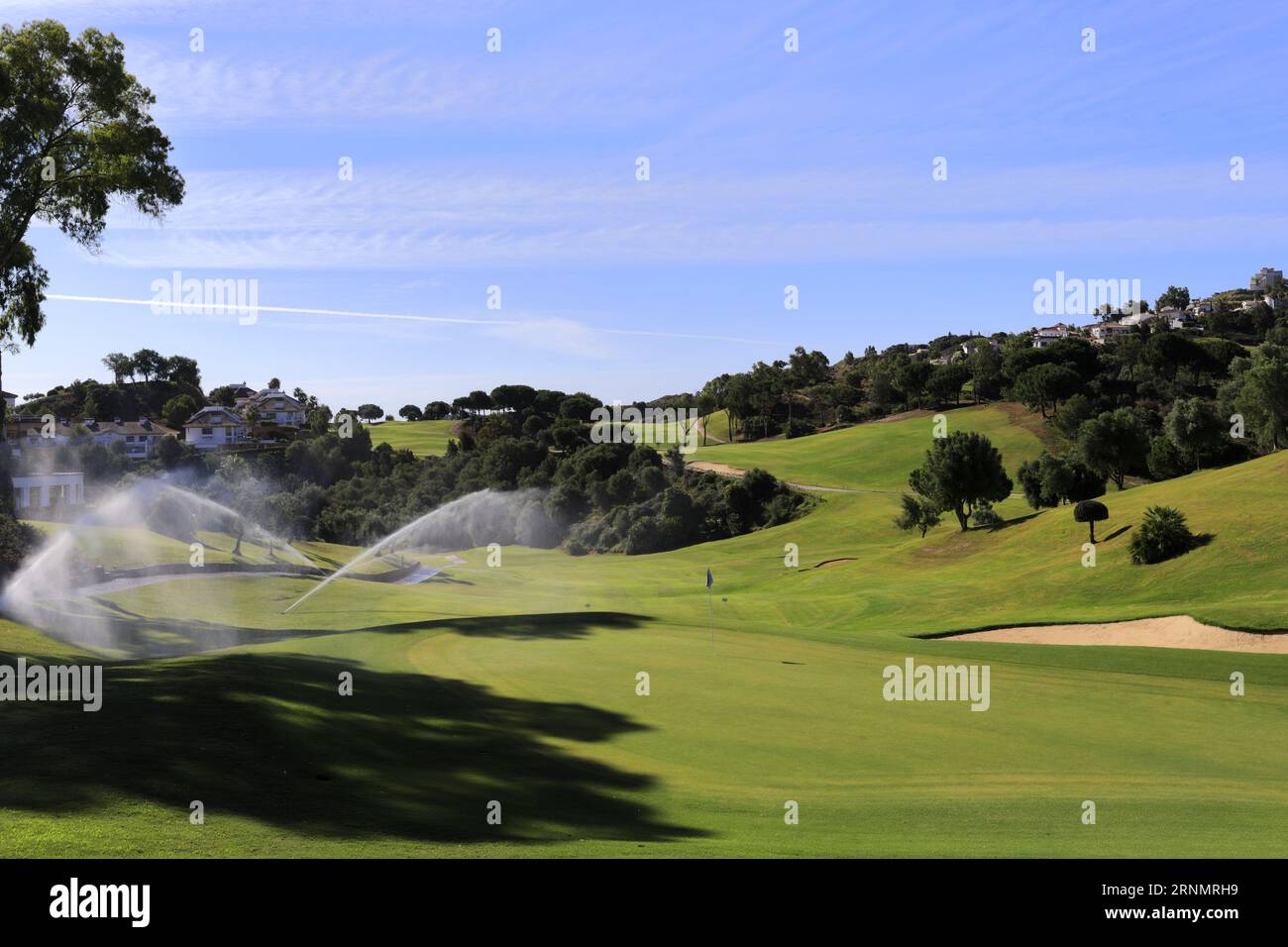 Vista sul golf Resort la Cala, Mirador del Golf, la Cala de Mijas, Málaga, Andalusia, Spagna Foto Stock