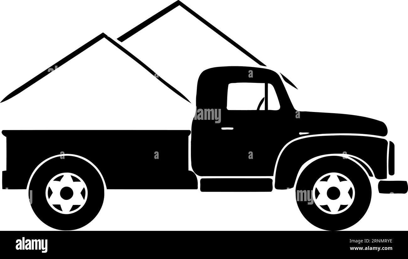 illustrazione vettoriale minimalista del vecchio pick-up del veicolo rurale Illustrazione Vettoriale