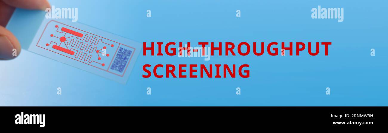 Screening ad alta produttività: Sviluppo di dispositivi Lab-on-a-chip per lo screening ad alta produttività di grandi librerie di composti o campioni biologici. Foto Stock