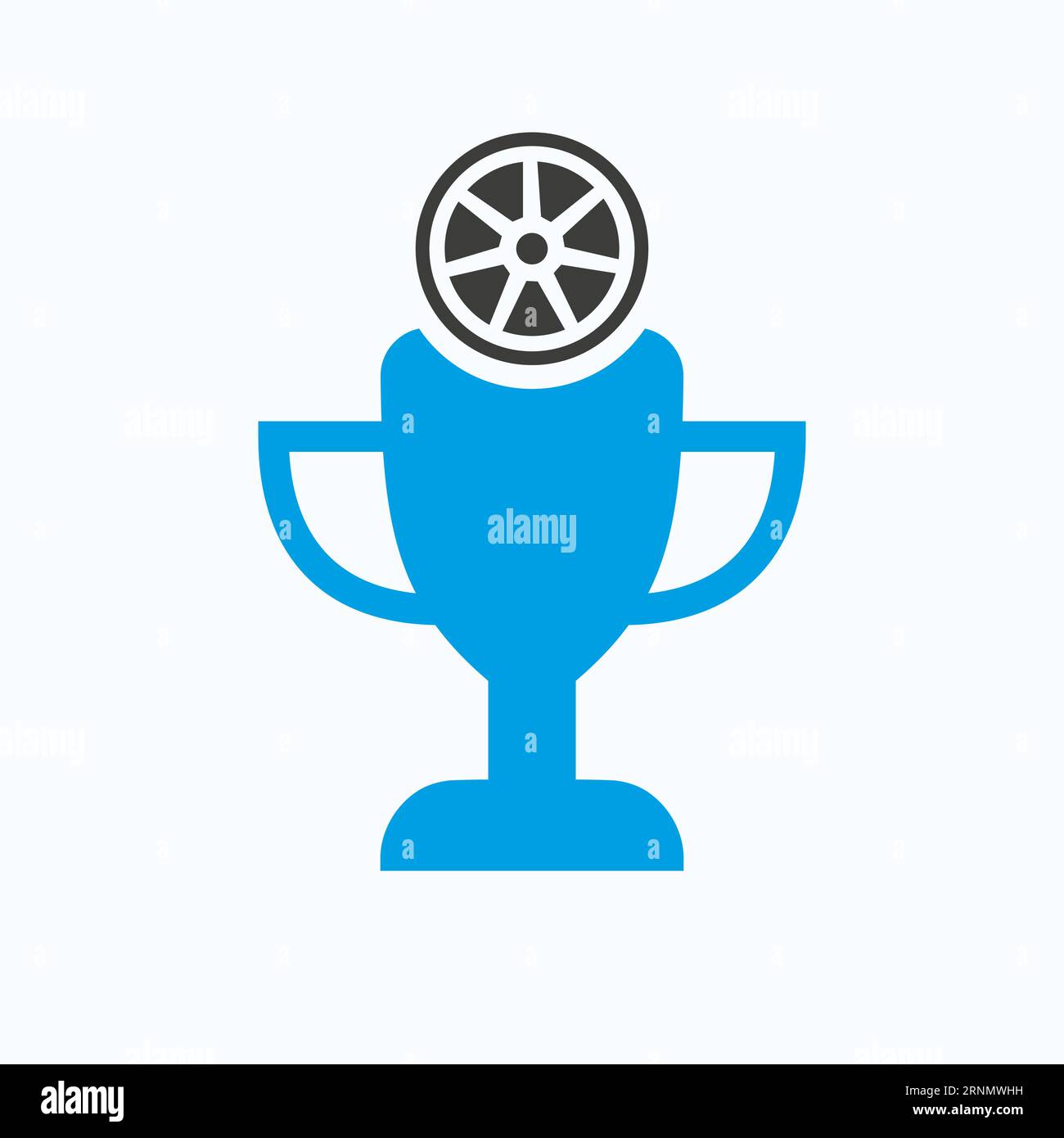 Design del logo del Trofeo Car Sport Championship con icona pneumatici e trofei Illustrazione Vettoriale
