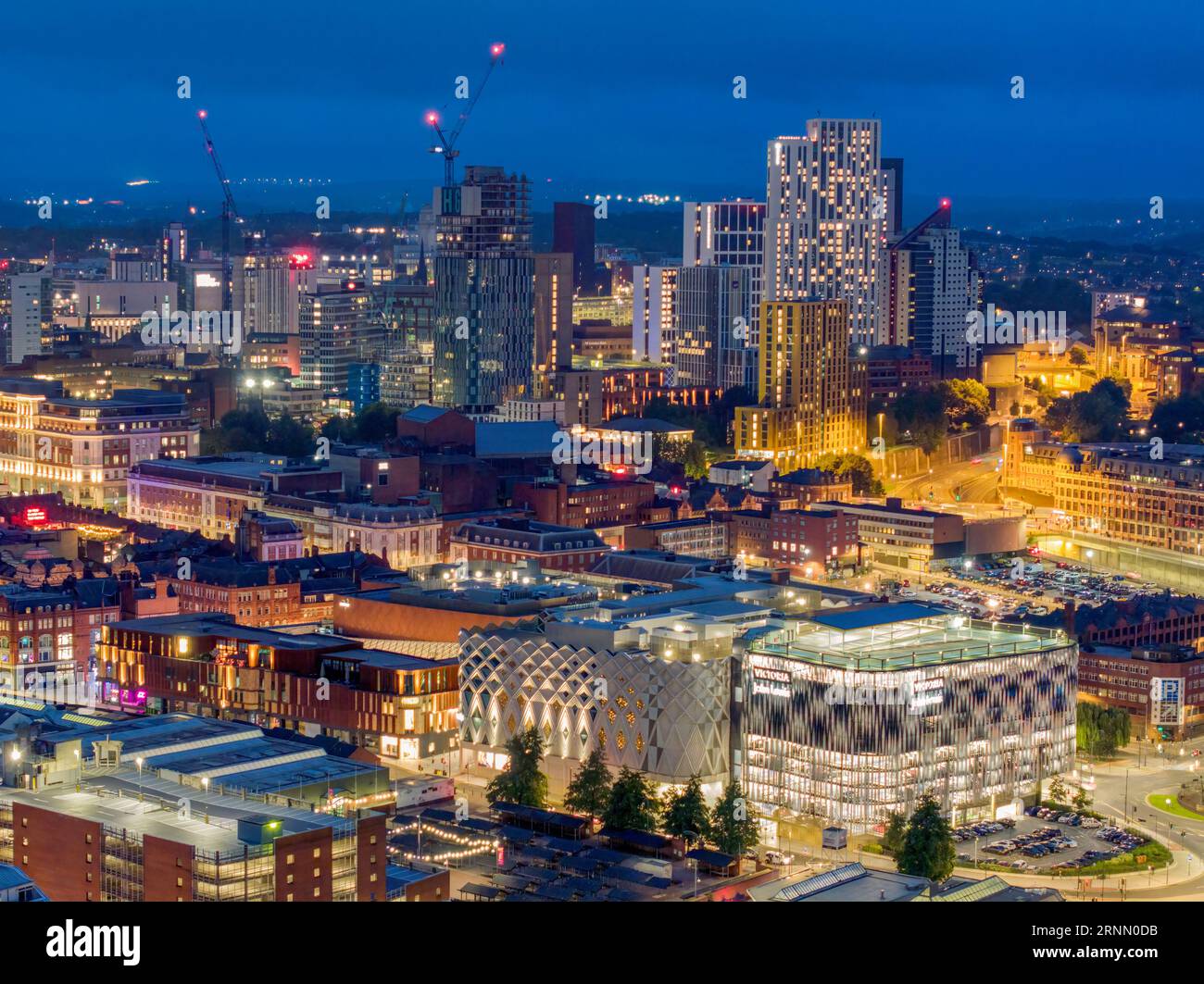 Vista aerea del centro di Leeds. Yorkshire inghilterra. Vista sulla città e sullo skyline dell'università. Foto Stock