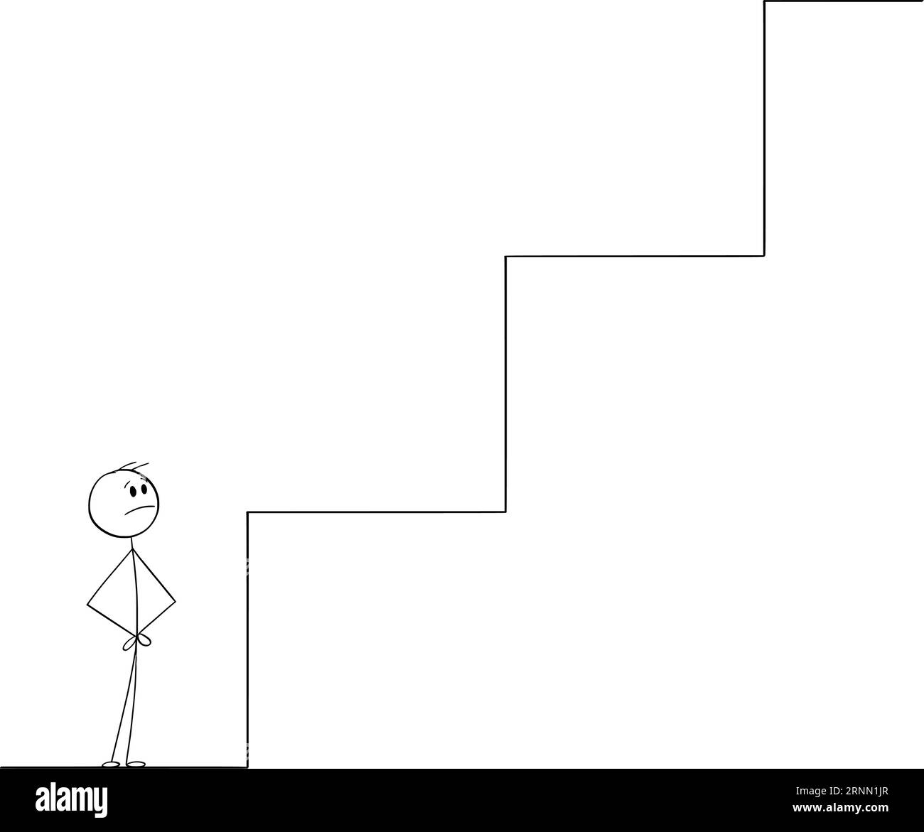 Persona che guarda passi giganti o ostacoli , illustrazione della figura del Cartoon Stick Vector Illustrazione Vettoriale