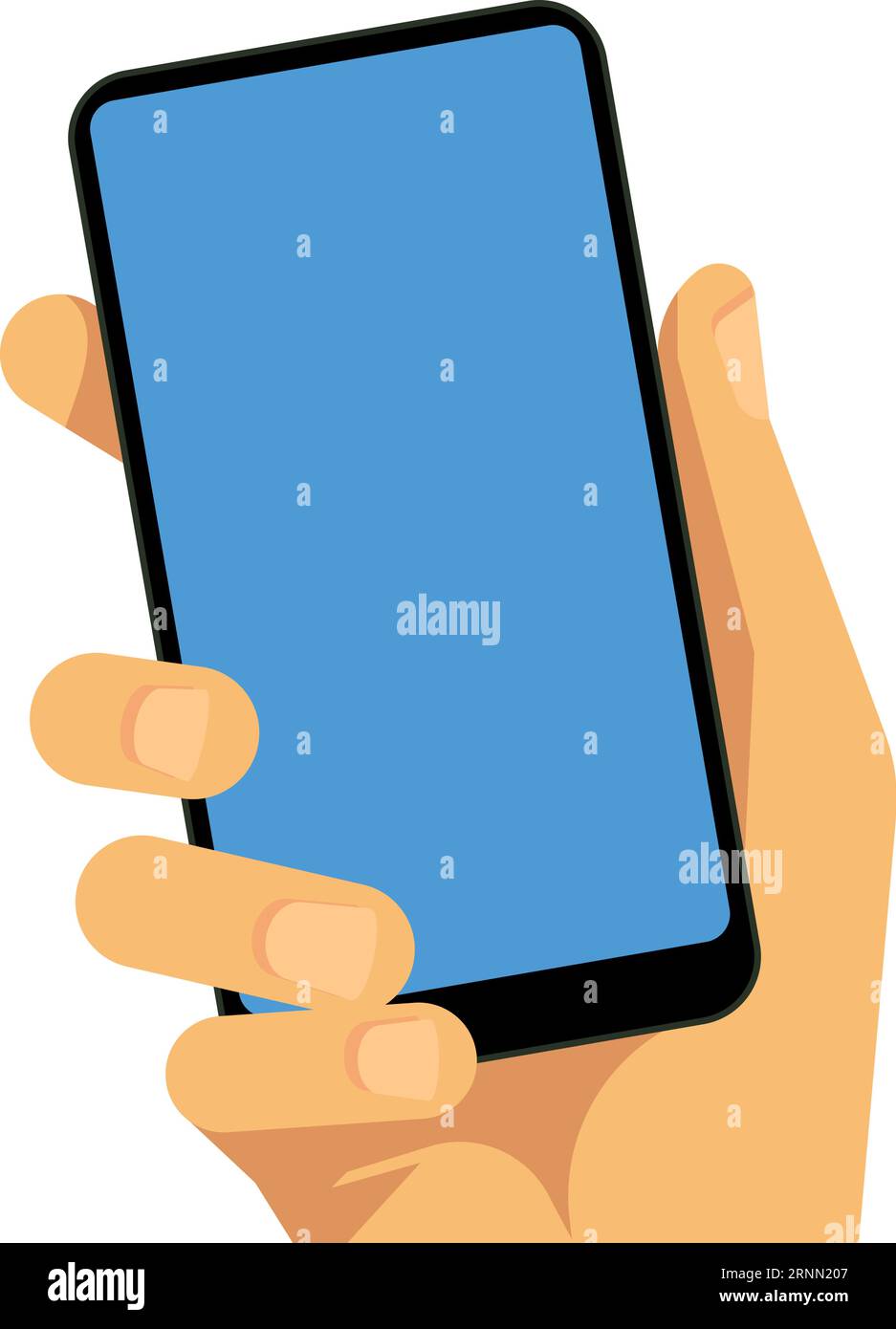 Mano con lo smartphone. Schermo del telefono vuoto. Modello app Illustrazione Vettoriale