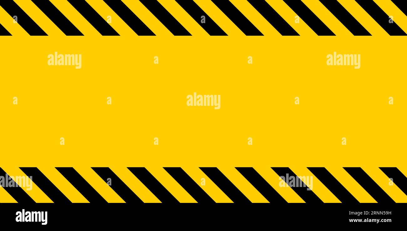 Linea di avvertenza gialla nera con strisce sullo sfondo attenzione ai potenziali pericoli Illustrazione Vettoriale