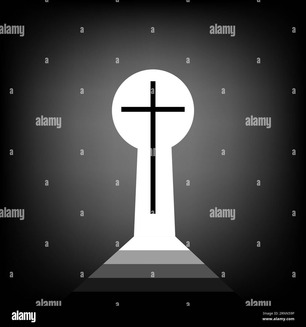 Via verso Dio, buco della chiave incrociata cristiana, vista da Dio interiore Illustrazione Vettoriale
