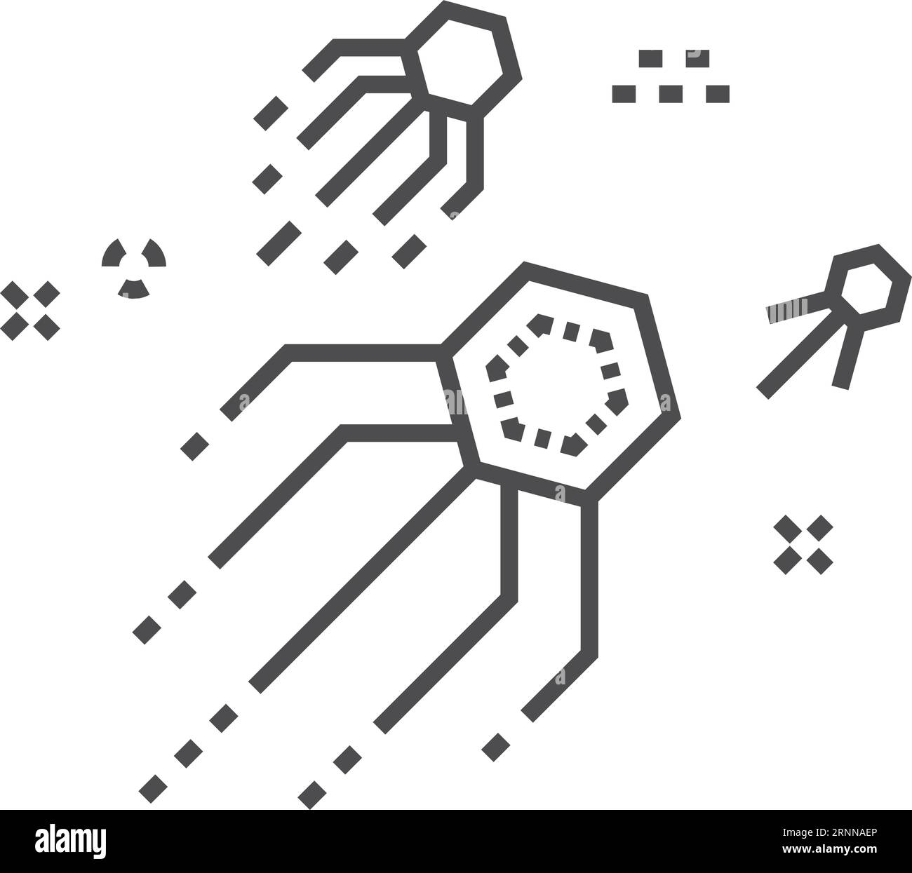 Icona lineare Nano robot. Tecnologia scientifica del futuro Illustrazione Vettoriale