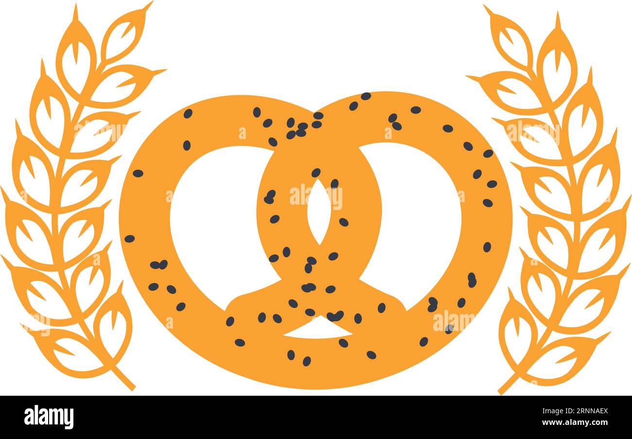 Emblema pretzel. Etichetta di alta qualità. Distintivo di cottura Illustrazione Vettoriale