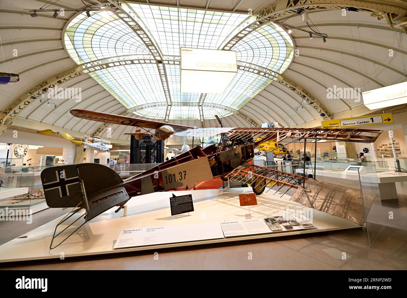 Vienna, Austria. Aviatik Berg D 1 aereo da combattimento nel Museo tecnico di Vienna Foto Stock