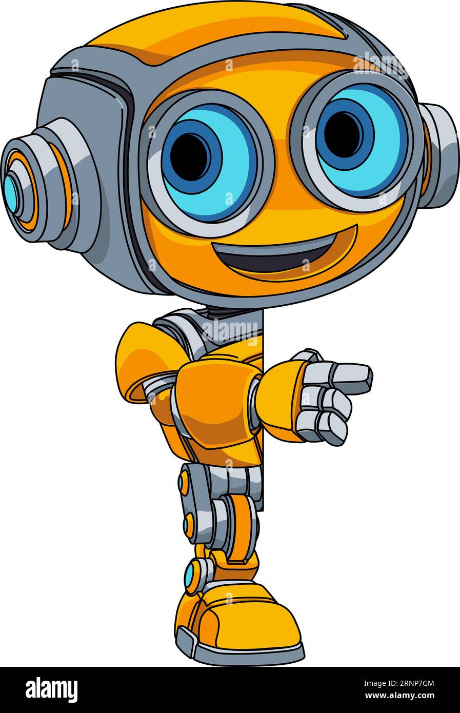 Robot Mascotte Cartoon simpatico e divertente Alien Character Man Illustrazione Vettoriale