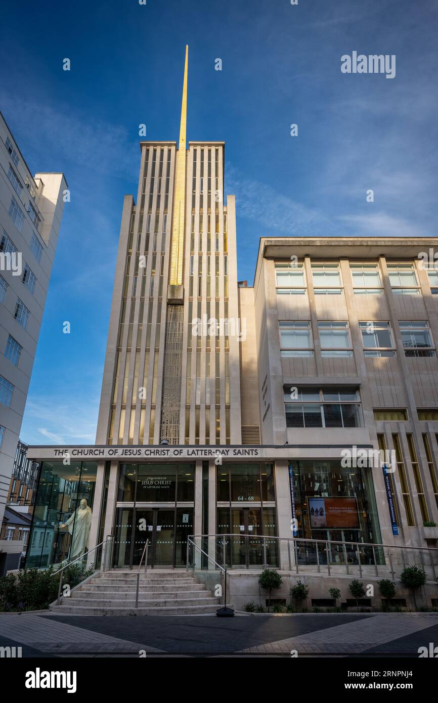 Londra, Regno Unito: Chiesa di Gesù Cristo dei Santi degli ultimi giorni su Exhibition Road a South Kensington, Londra. Una chiesa mormone. Foto Stock