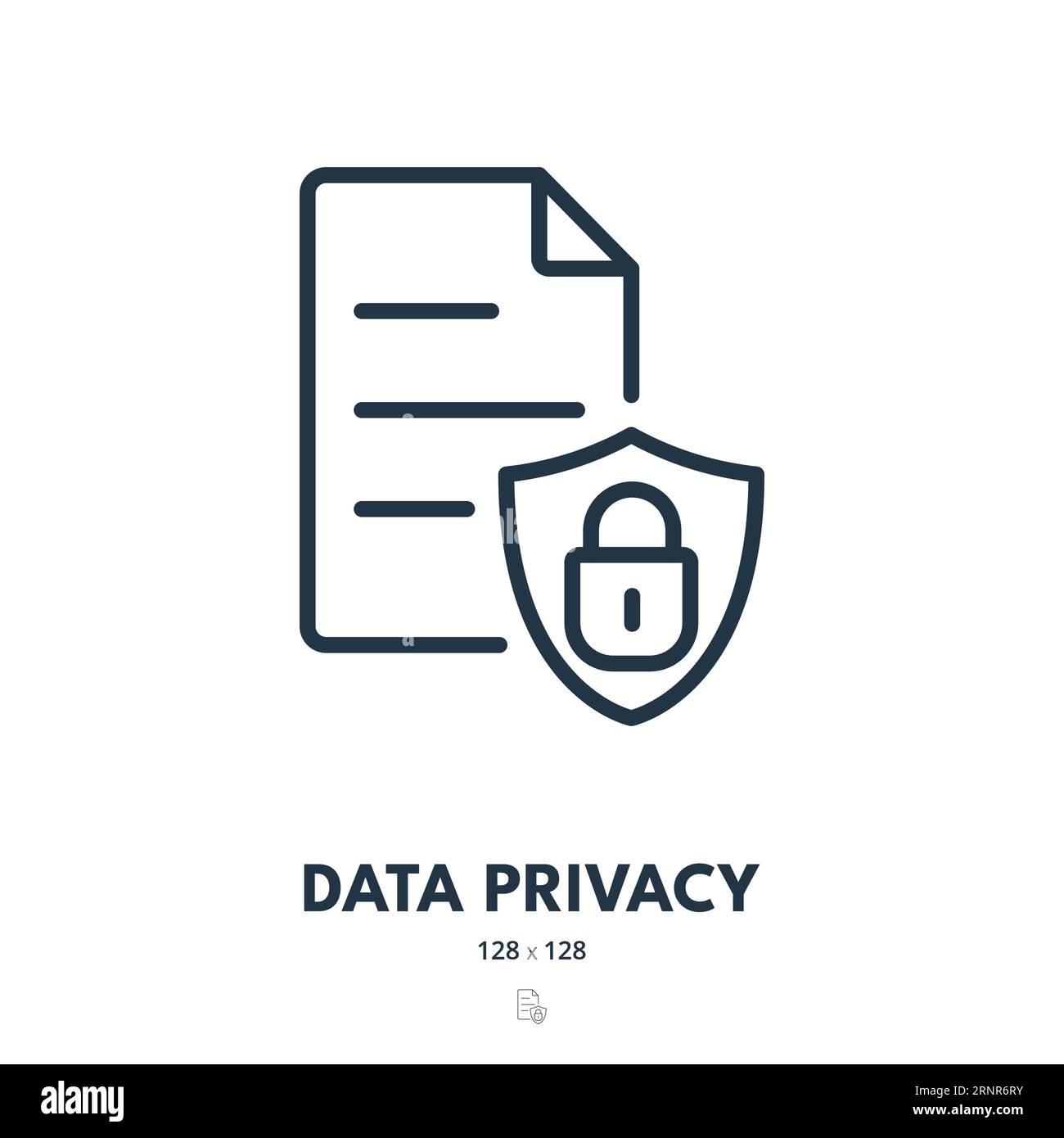 Icona Data Privacy (Privacy dati). Sicurezza, sicurezza, protezione. Tratto modificabile. Icona vettore semplice Illustrazione Vettoriale