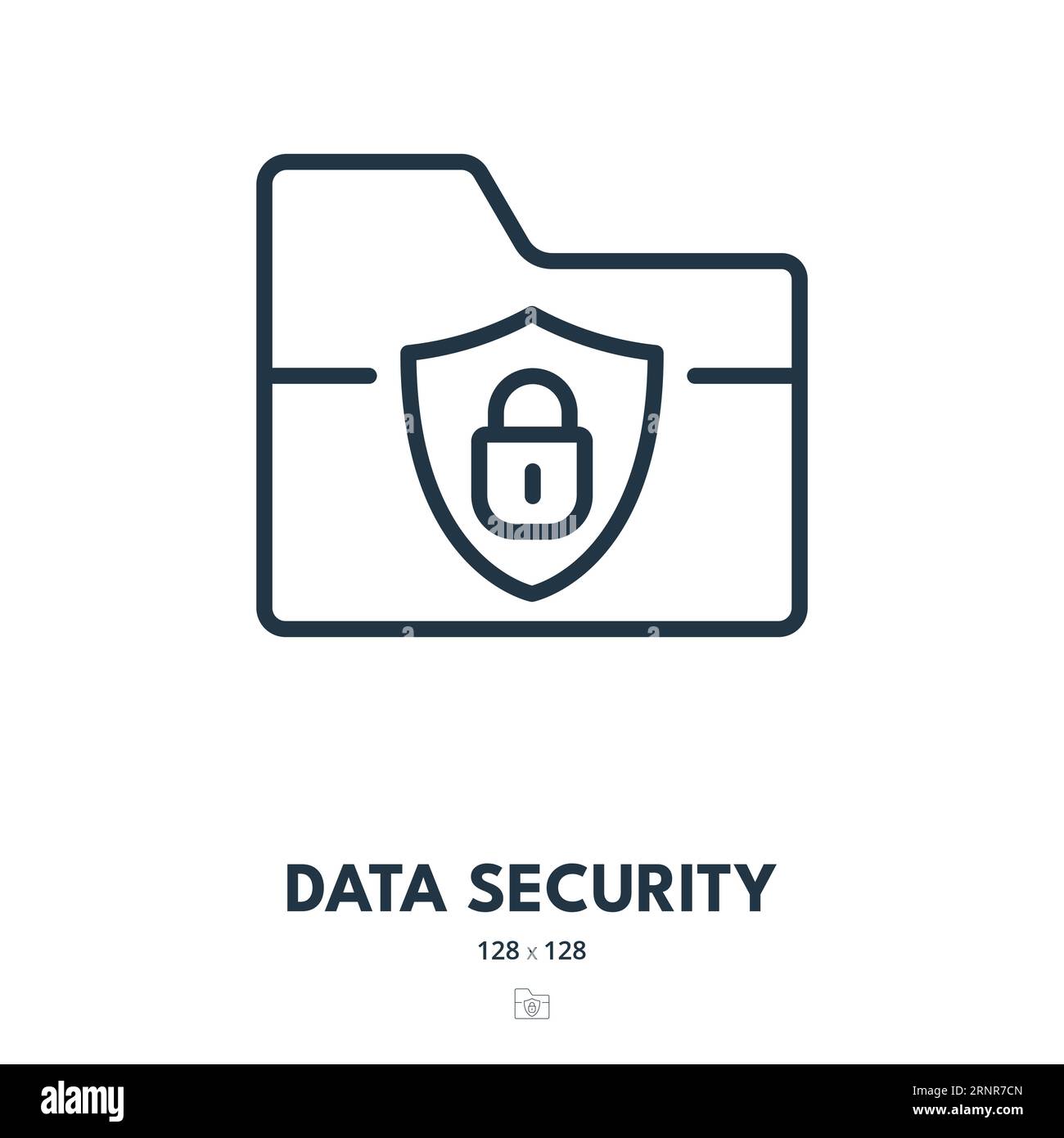 Icona protezione dati. Sicurezza, privacy, sicurezza. Tratto modificabile. Icona vettore semplice Illustrazione Vettoriale