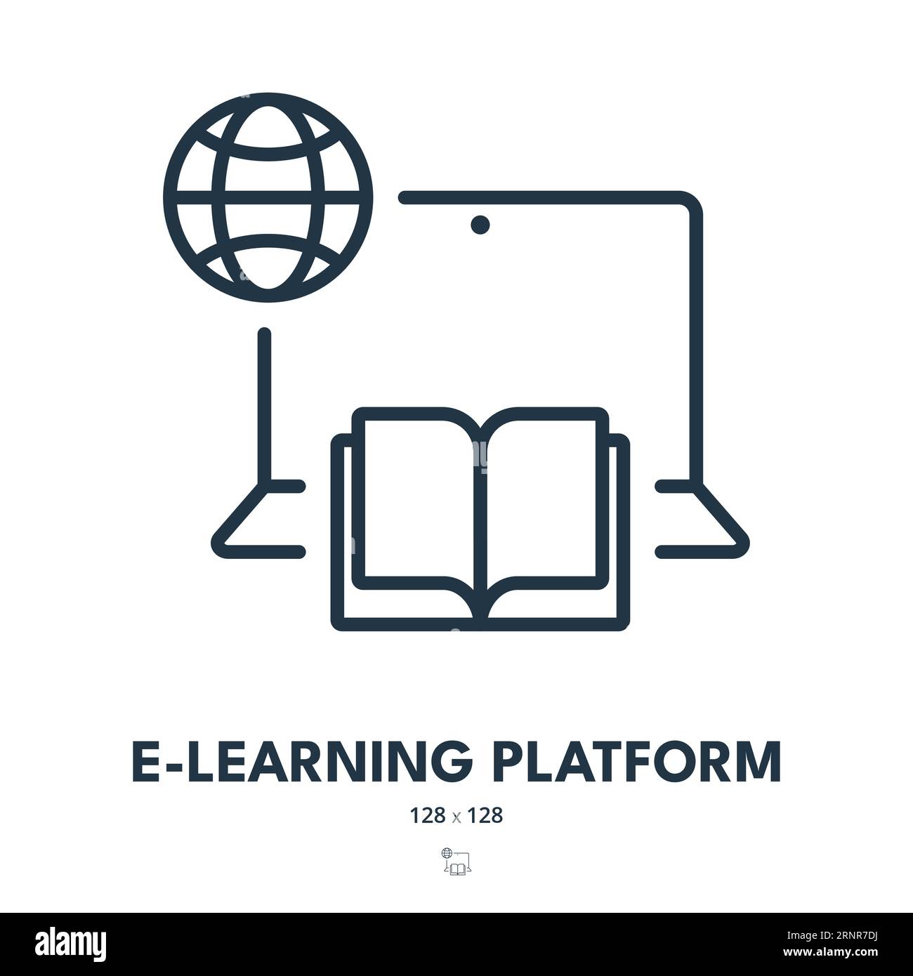 Icona della piattaforma di e-learning. Digitale, Libro, istruzione. Tratto modificabile. Icona vettore semplice Illustrazione Vettoriale