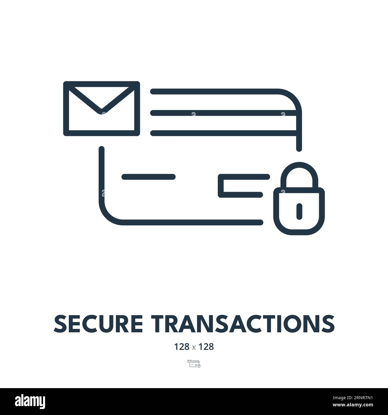 Icona transazioni sicure. Banche, pagamenti, sicurezza. Tratto modificabile. Icona vettore semplice Illustrazione Vettoriale