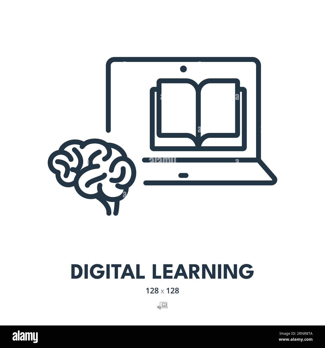 Icona Digital Learning (apprendimento digitale). Tecnologia, conoscenza, lettura. Tratto modificabile. Icona vettore semplice Illustrazione Vettoriale