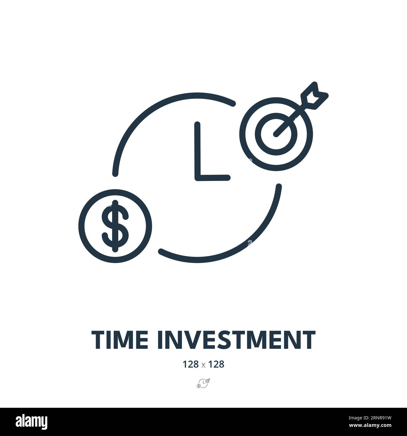 Icona Time Investment (investimento in tempo). Reddito, ricavi, Deposito. Tratto modificabile. Icona vettore semplice Illustrazione Vettoriale