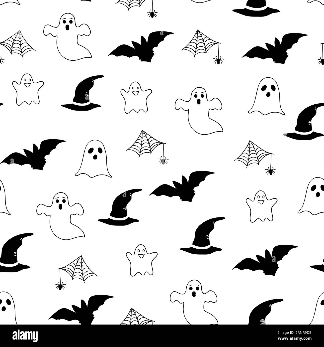 Motivo Halloween senza cuciture. Illustrazione vettoriale della festa di Halloween. ragnatela e zucca su sfondo chiaro. Motivo vettoriale di Halloween senza cuciture. Illustrazione Vettoriale