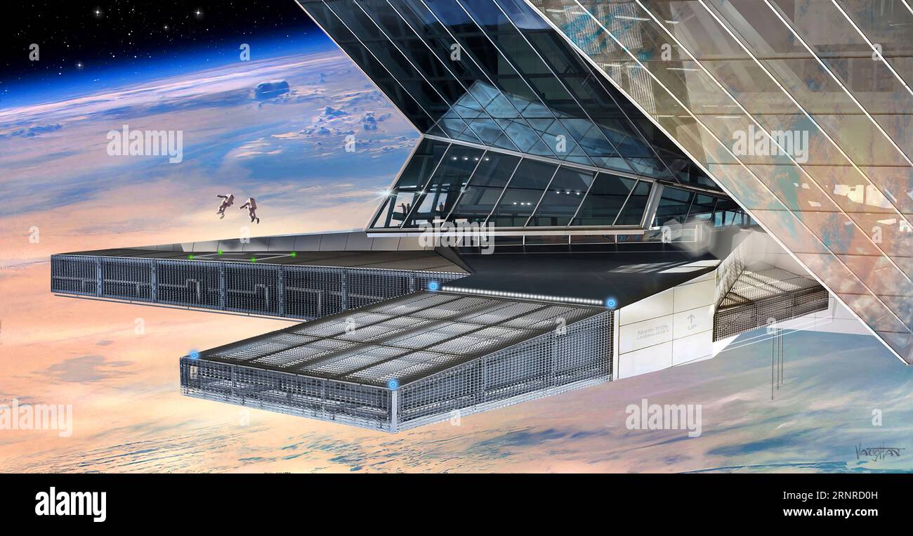 Piano di atterraggio della stazione spaziale, illustrazione Foto Stock