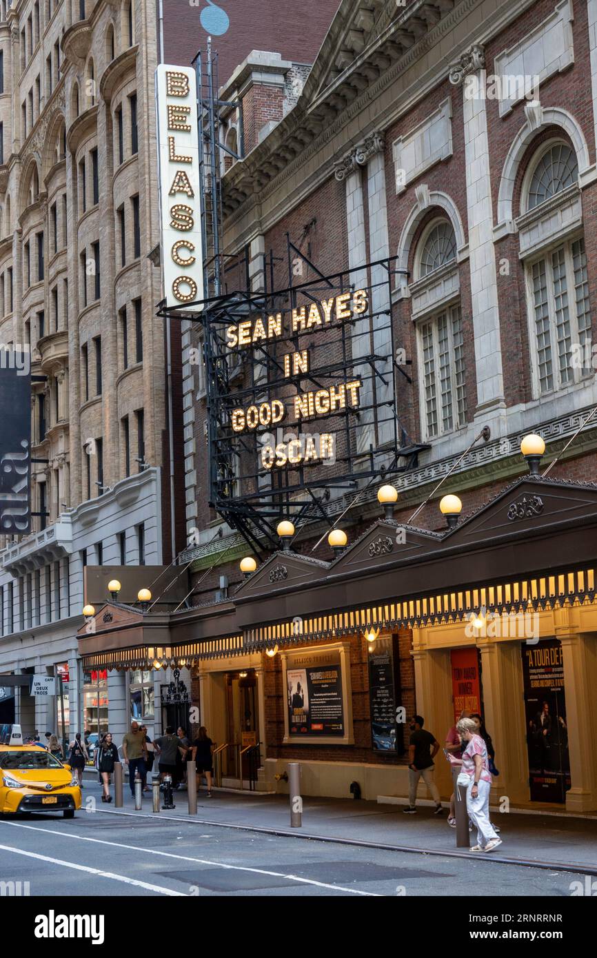 Spot del Belasco Theatre con "Good Night Oscar", New York City, USA 2023 Foto Stock