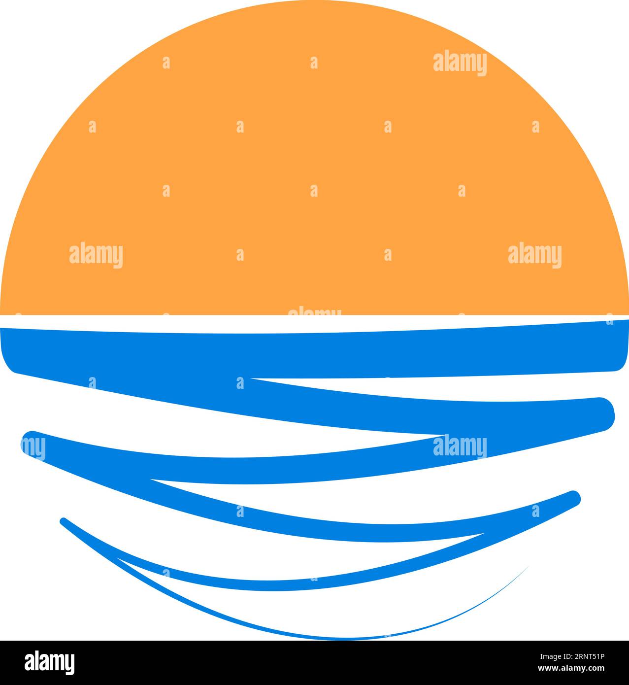 Sun Water, logo resort Beach Vacation Coast illustrazione stock Illustrazione Vettoriale
